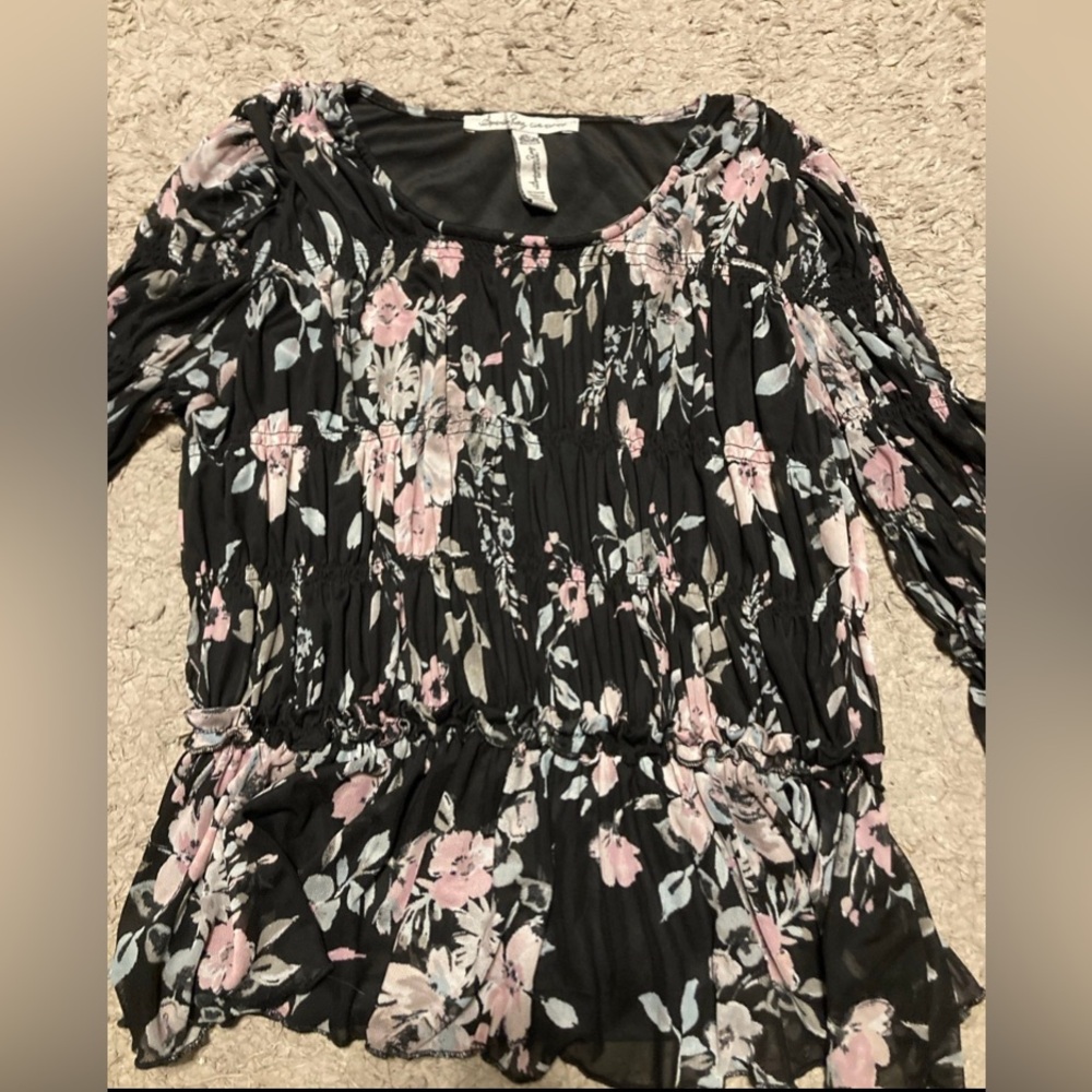 Black floral blouse